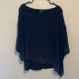 Roz & Ali Black Sparkle Top NWT